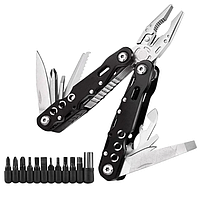Мультитул + біти Traveler MQ-007D-8G (15 в 1) 16,2 см чорний + чохол,мультитул багатофункціональний