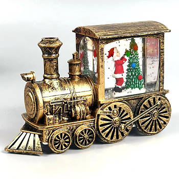 Нічник Різдвяний потяг з фігурами, блискітками та підсвічуванням (3*AG13) 13*8,5см