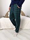 Чоловічі домашні штани піжамні ФЛАНЕЛЬ в клітинку ГЛЕН ЗЕЛЕНО-СИНІ F230P, фото 3