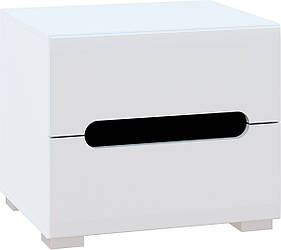 Тумба прикроватная Бьянко Біла вставка чорна Світ Меблів