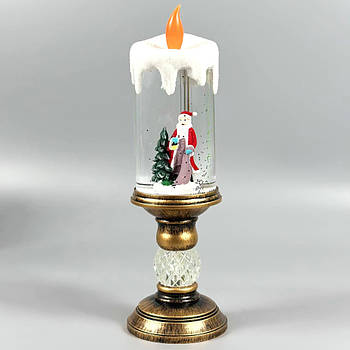 Нічник Різдвяна свічка з фігурами, блискітками, підсвічуванням та музикою (від мережі, 3*AAA) 26см 1