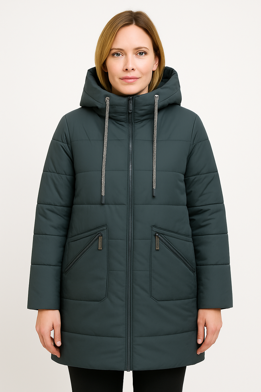 Жіноча зимова куртка батал оливкова (3035), фото 1