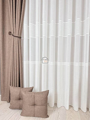 Тканина для тюлю «льон зі смугами» лт51