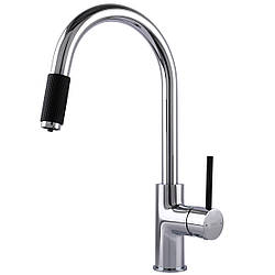 Змішувач для кухні латунний під осмос із U-подібним гусаком TOPAZ CORSICA TC-8801-H39 Хром/Чорний