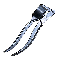 Прес для часнику (часникодавка) круглий маленький металевий, ручна часнокодавка