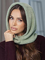 Жіночий капор Selena з екохутра бірюзовий (фісташковий)