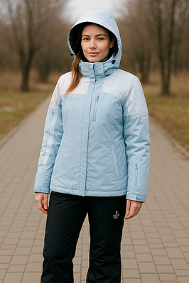 Гірськолижний жіночий термокостюм блакитний (WS23135)