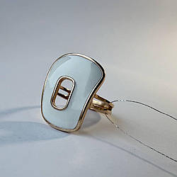 Каблучка срібна в позолоті з білою емаллю Карамболь