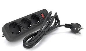 Мережевий фільтр, подовжувач на 3 розеток SP3 1.8m (чорний)