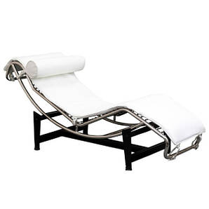 Кушетка - шезлонг  Лекор еко білий та чорний, нержавіюча сталь