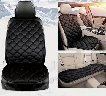 Комплект накидок з підігрівом 12V (1 переднє + заднє сидіння) / Зимові чохли з підігрівом / Підігрів сидінь від прикурювача
