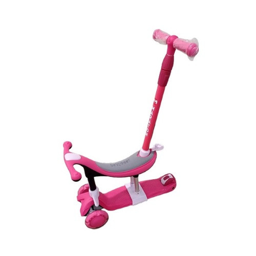 Самокат Maraton Credo II G 5 in 1 рожевий з батьківською ручкою, фото 1