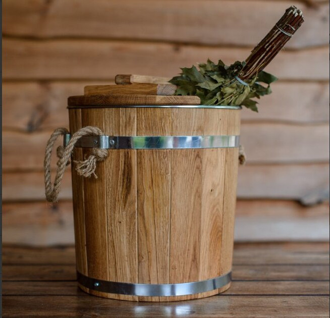 Запарник дубовий 15 л із нержавіючої вставкою, фото 1