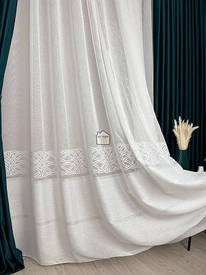 Тканина тюлева з вишивкою на бамбуковій основі лт56, білий