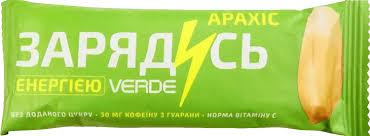 Батончик без цукру “Зарядись” Арахіс + Гуарана Verde, 30 гр, фото 1