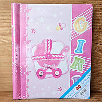 Альбом для фотографій на 40 магнітних сторінок, фотоальбом для дівчинки, рожевий (арт: 03672)