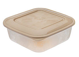 Контейнер харчовий пластиковий 700 мл капчино 14*14*5,5 см (Полімерагро)