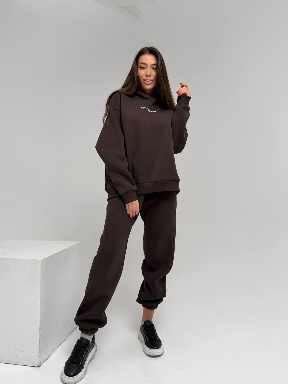 Стильний та зручний спортивний костюм шоколадного кольору, фото 1
