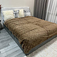 Мягкое пушистое покрывало с длинным ворсом (3D-эффект) евро размер 200х230 см, однотонное коричневого цвета