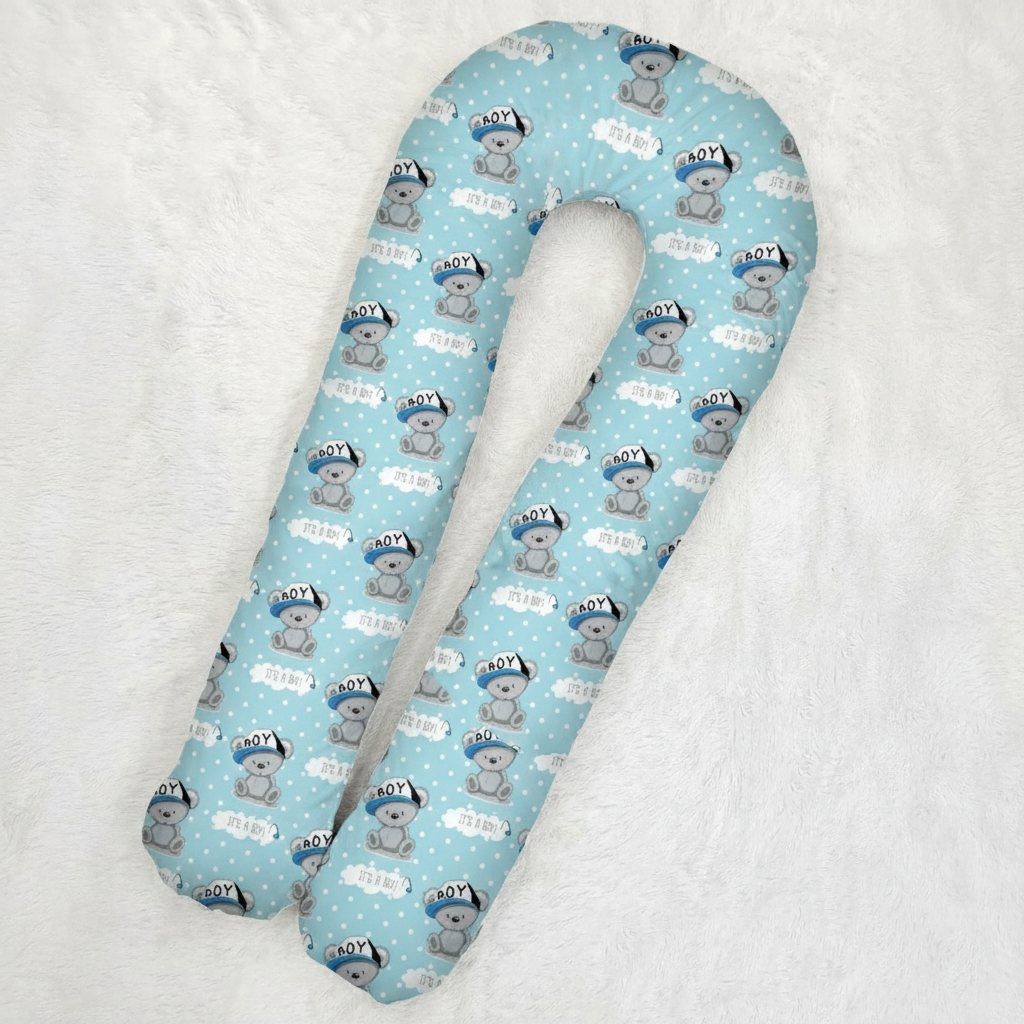 Подушка для вагітних Блакитна ведмедики підкова обіймашка, фото 1