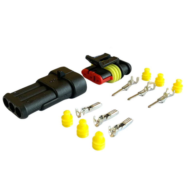 Роз'єм для з'єднання дротів AMP 3 PIN SUPERSEAL HYBSZ папа+мама, фото 1