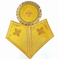 Серветки під хрест і чашу з парчі. Розмір ромба 41,5х25см (жовтий,золото)