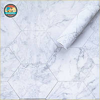 Самоклеюча плівка 0,45х10м х 0,07мм Сірий мармур срібні соти SW-00001213