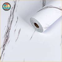 Самоклеюча вінілова плитка в рулоні 600х3000х2мм Білий мармур з прожилками Глянсова SW-00001285