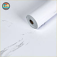 Самоклеюча вінілова плитка в рулоні 600х3000х2мм Білий повітряний мармур Глянсова SW-00001287