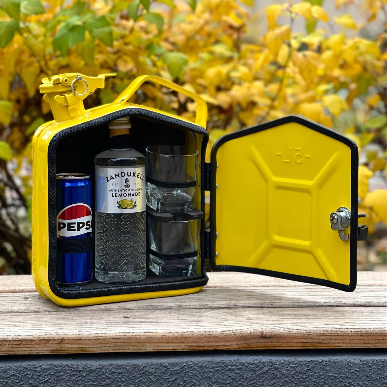 Каністра бар 5 л в жовтому кольорі, міні-бар, подарунок до дня захисника України, фото 1