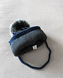 Зимовий дитячий набір для малюка: тепла шапка немовлят на флісі хлопчику від 1 місяця до 2 3 років + в'язаний снуд хомут, фото 4