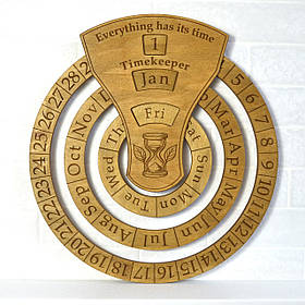 Дерев`яний круглий вічний календар.Подарунок батькові, другу, колезі, хлопцеві, чоловіку, начальнику, керівнику.