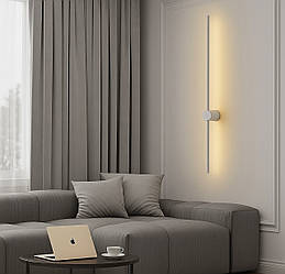 Срібний лінійний світильник 120 см.Настінне LED бра 32W