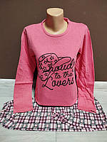 Тепла піжама для дівчинки підлітка з мікроначесом Туреччина Зірочка 10-18 років реглан та штани байка рожева