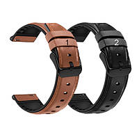Ремешок для часов 22 мм кожа+силикон