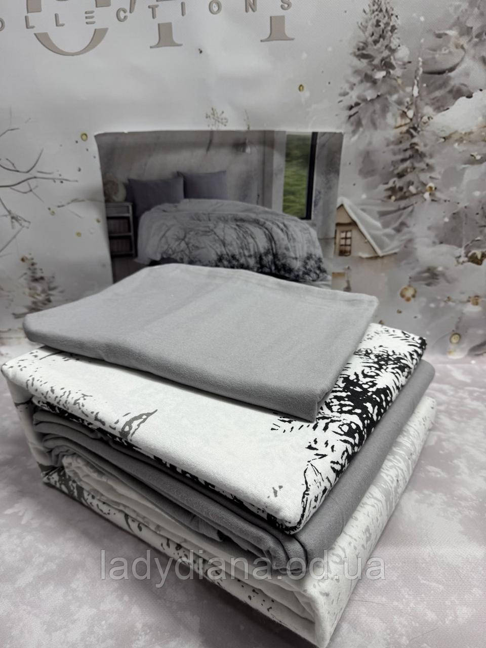 Постільна білизна байкова фланель тепла бавовняна двоспальна євро 200×220 см Туреччина Elita, фото 1