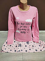 Тепла піжама для дівчинки підлітка з мікроначесом Туреччина Гарний час 10-18 років реглан та штани байка рожева