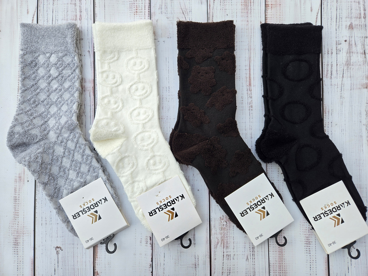 Женские носки высокие хлопковые с махровыми вставками КАРДЕШЛЕР 36-40  м-3 сірий ромбик