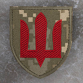 Шеврон Тризуб ППО України Протиповітряна оборона червоний піксель