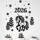 Кінь Символ 2026 року, новорічна вінілова наклейка на вікно та стіну, фото 5