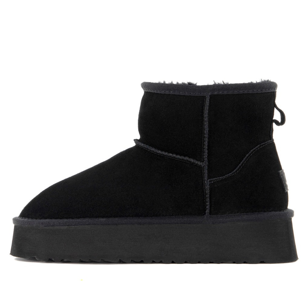 Жіночі зимові Ugg Classic Mini Platform Black чорні замшеві уггі міні на платформі черевики зима, фото 1