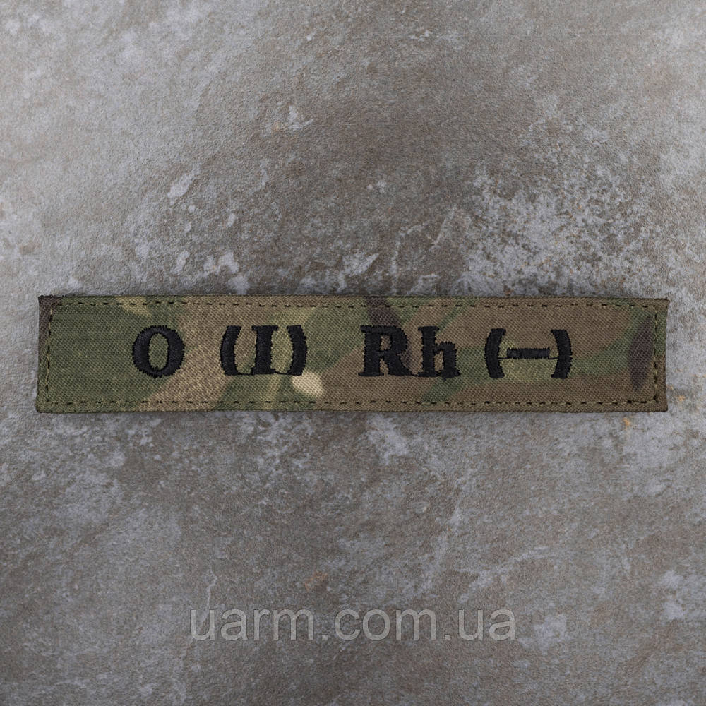 Шеврон група крові 1- перша негативна O (I) Rh- мультикам 12.5 х 2.5, фото 1