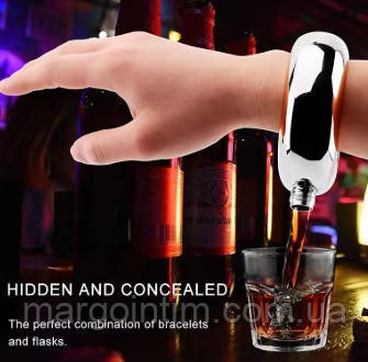 Браслет на зап'ястя / Фляжка для алкоголю / Місткість 100 мл / Подарунок / Сувенір / Прикол, фото 1