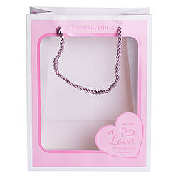 Набір подарункових пакетів з паперу Love з віконцем 12 шт 18×10×23 см HP-10359-17