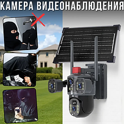 Камера відеоспостереження з 4 об'єктивами із сонячною панеллю 4G | 12 МП | IP66 JE-190-2