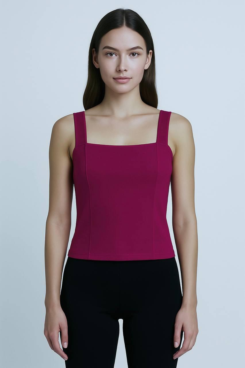 Яскрава жіноча майка з квадратним вирізом, молодіжний одяг.