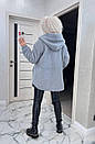 Модна тепла якісна мяка жіноча трендова куртка-піджак баранчик з капюшоном єврозима "Трейсі", фото 8