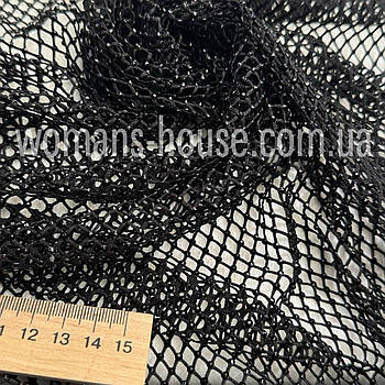 Сітка стрейч трикотажна з камінням 140 см Чорний