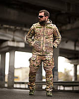 Тактичний зимовий військовий посилений костюм із наколінниками Softshell Мультикам куртка штани армійська форма