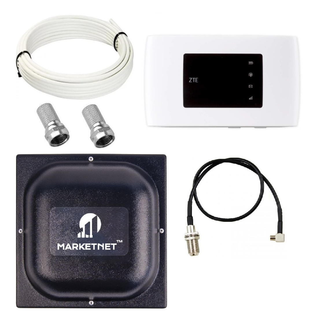 Комплект WiFi роутер 3G/4G модем ZTE MF920U з панельною антеною RNet КВАДРАТ 4G 17 дБі, із зарядним, фото 1
